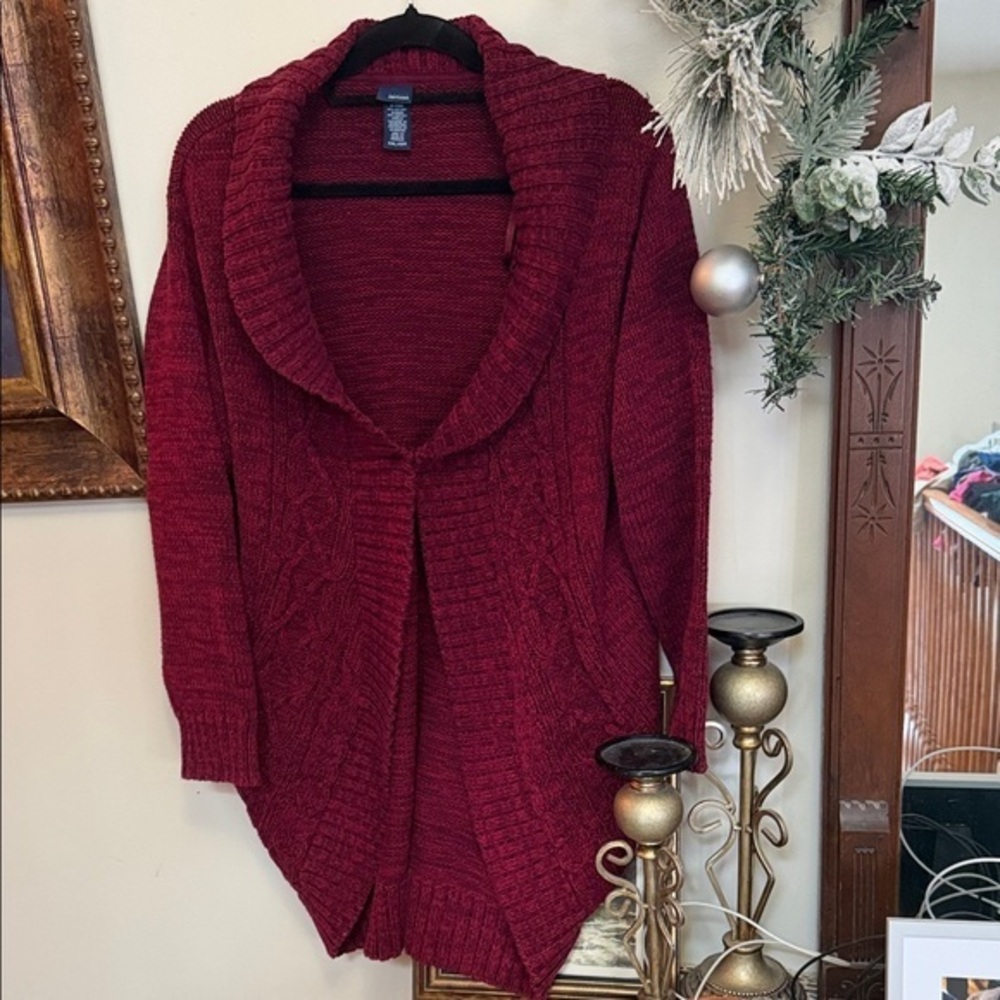 Basic Editions Deep Red Cardigan Sweater